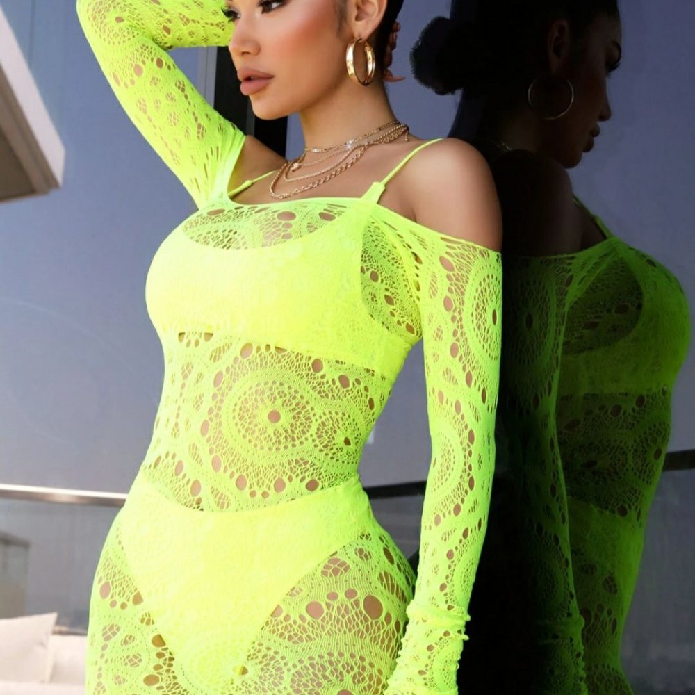 Wild Soul Swim Cover Up Dress - Neon Yel